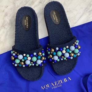 Aquazzura Beaded Slide Sandals
